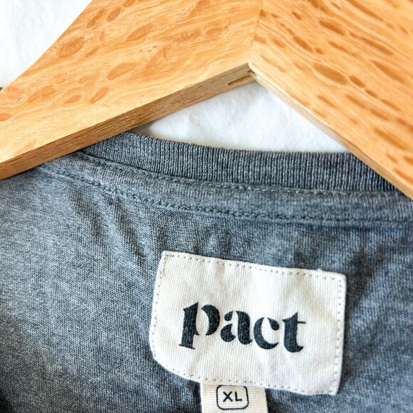 Pact Organic Cotton Crewneck T-Shirt Gray XL Short Sleeve Sustainable - Picture 3 of 5